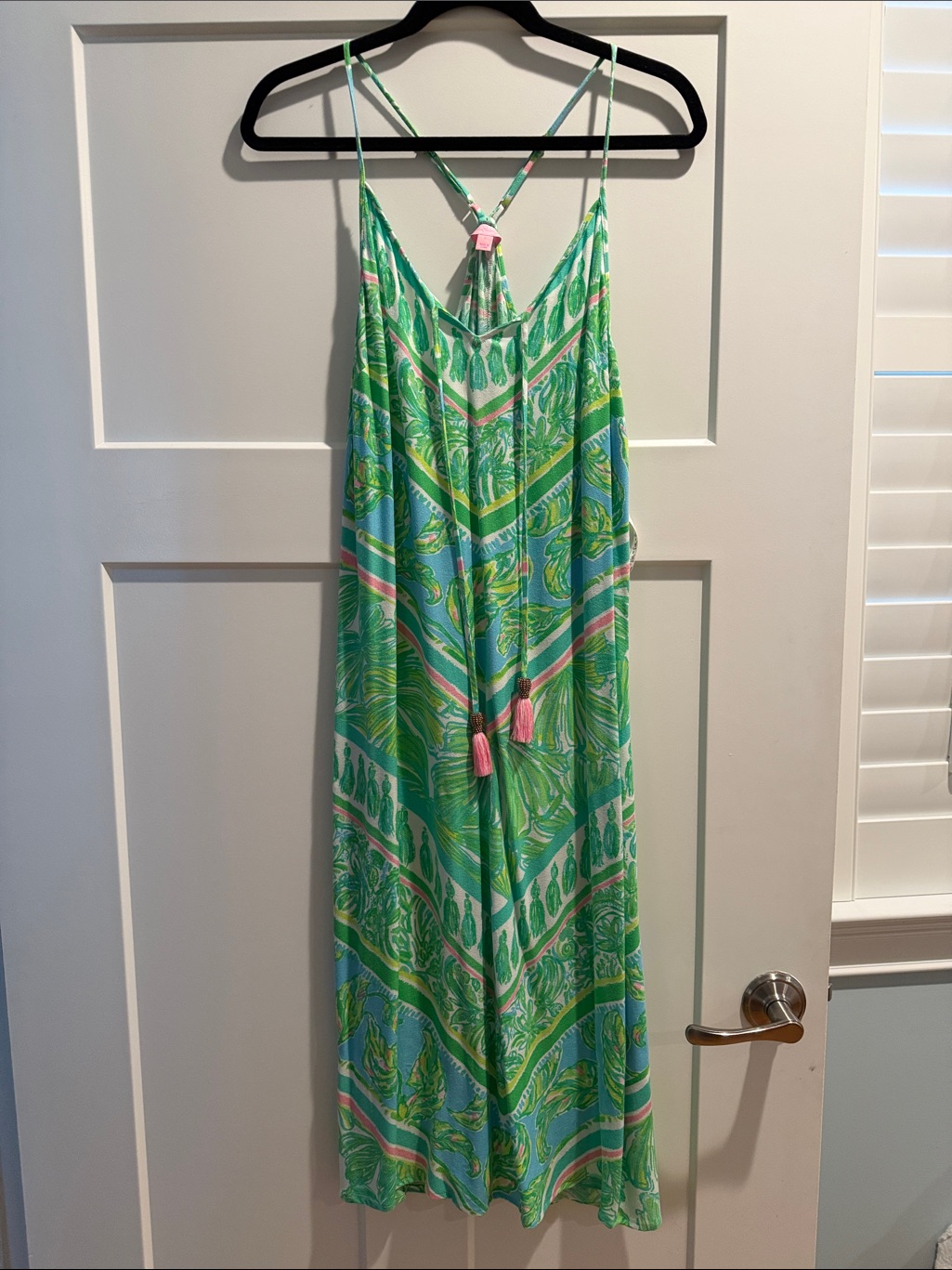 Euc Lilly Pulitzer Tropical Print Sundress With Pink Tassels